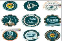 طرح های لایه باز برچسب های سفر تابستانی
